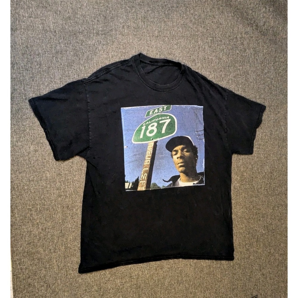 Snoop‎ Dogg East California 187 Black T Shirt Size Large Unisex Graphic Tee